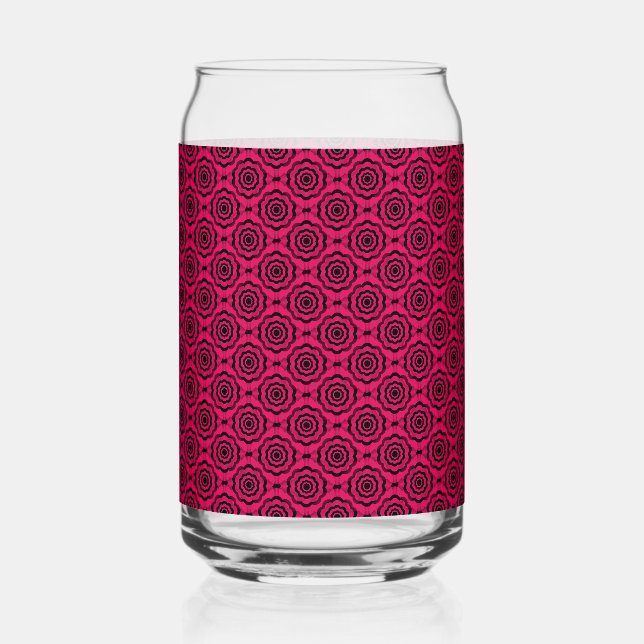 Raspberry Black Flower Seamless Pattern Can Glass (Front)