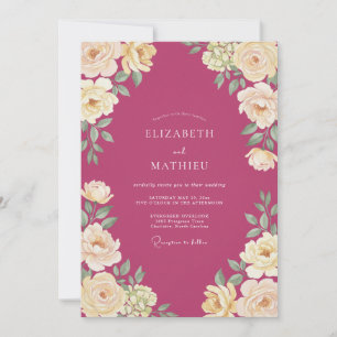 Raspberry Bloom Wedding Invitation