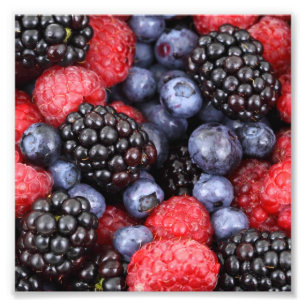 Raspberry, blueberry and blackberry berry pattern photo print