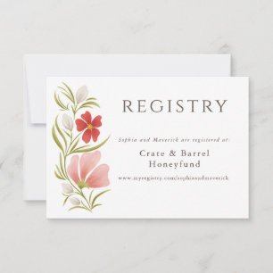 Raspberry & Blush Bold Floral Registry Card