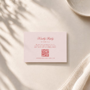 Raspberry Blush QR Code Wedding RSVP Card