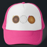 Raspberry Boston Creme Filled Doughnut Doughnut Trucker Hat<br><div class="desc">Features an original marker illustration of raspberry jelly,  Boston cream,  and powdered vanilla cream-filled doughnuts.

This design is also available on other products. Don't see what you're looking for? Need help with customisation? Contact Rebecca to have something designed just for you.</div>