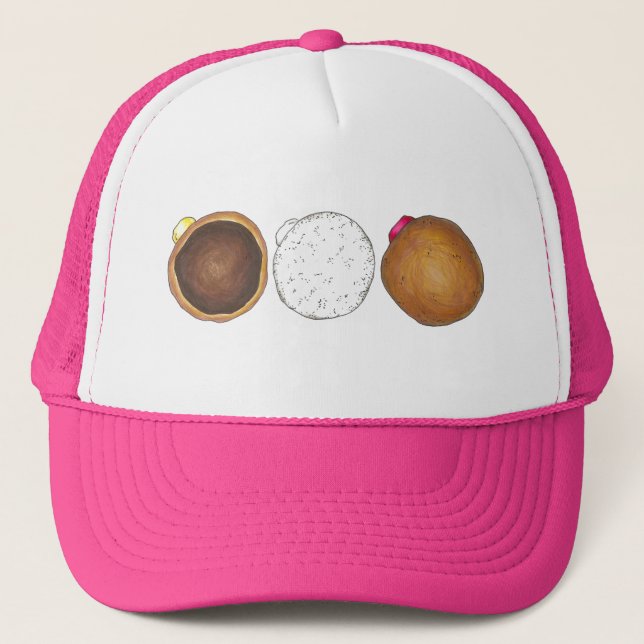 Raspberry Boston Creme Filled Doughnut Doughnut Trucker Hat (Front)