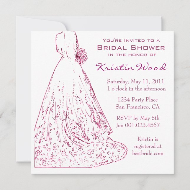 Raspberry Bridal Shower Invitation (Front)