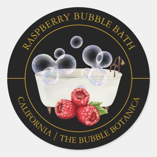 Raspberry Bubble Bath label (Front)