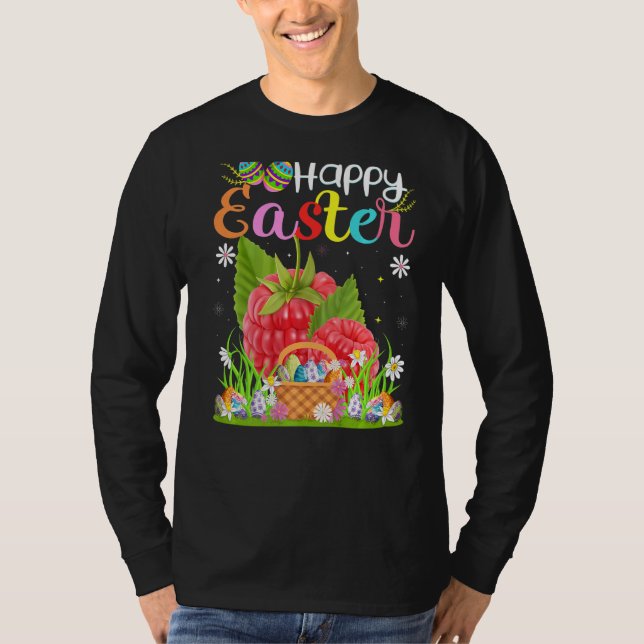 Raspberry Bunny Egg Hunting Funny Raspberry Happy  T-Shirt (Front)