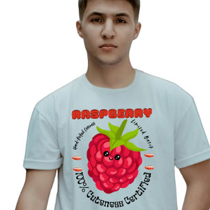 Raspberry Burst of Cuteness Fruit Label Farm Wear T-Shirt
