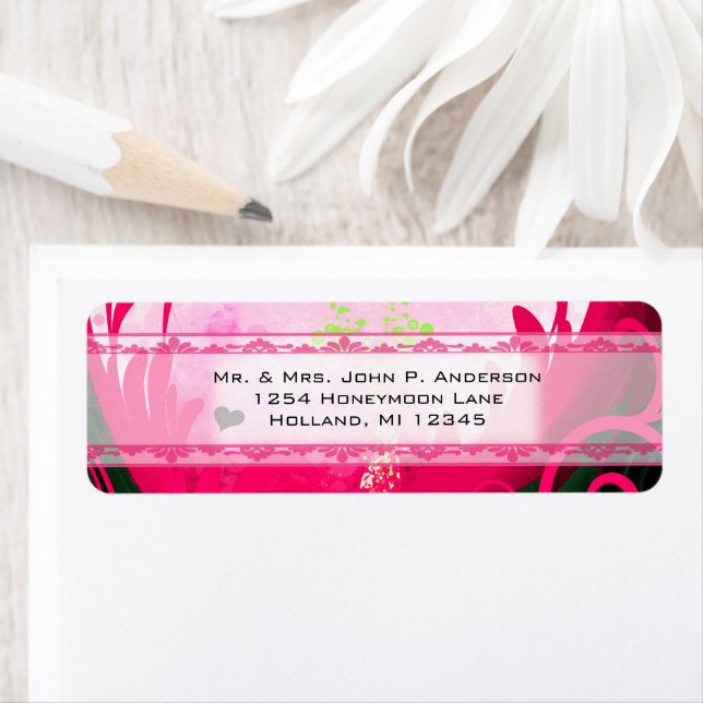Raspberry Calla Lily Return Address Label (Insitu)