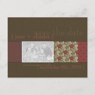 Raspberry & Chocolate Photo Save the Date Announcement Postcard