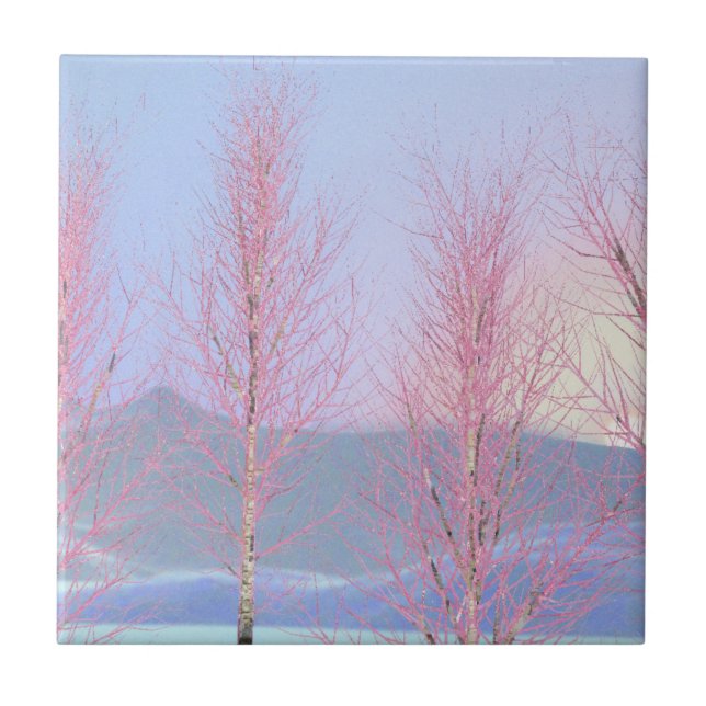 Raspberry Creme Birch Ceramic Tile (Front)