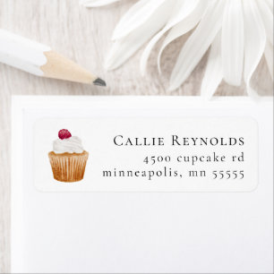 Raspberry Cupcake Return Address Label