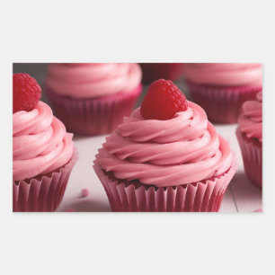 Raspberry Cupcakes Rectangular Sticker