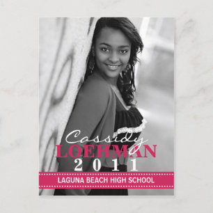 Raspberry Custom Photo Graduation Announcement Postcard