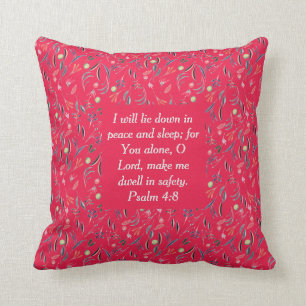 Raspberry Floral Christian Quote Cushion