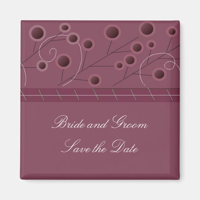 Raspberry Floral Save the Date Magnet (Front)