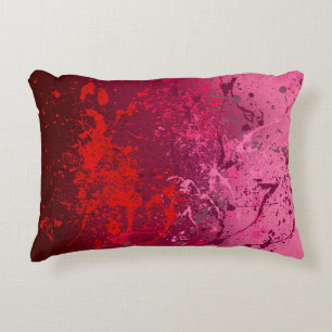 Raspberry Flurry: Abstract spatter art Decorative Cushion