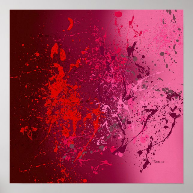 Raspberry Flurry: Abstract spatter art Poster (Front)