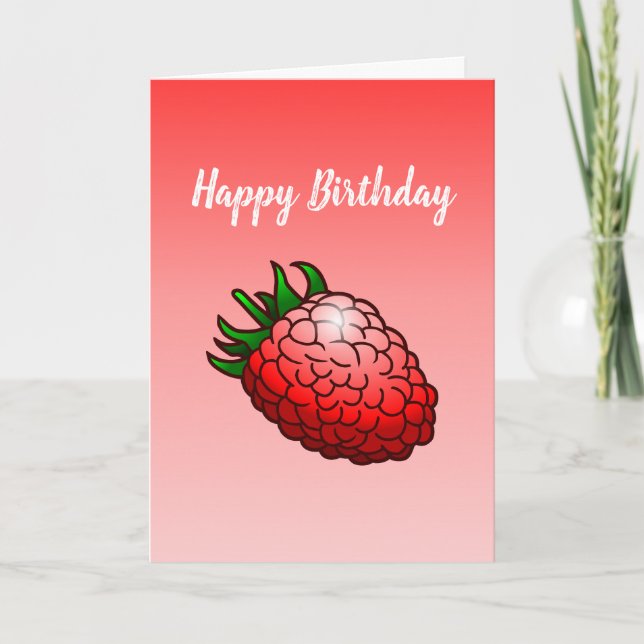 Raspberry Folded Greeting Birthday Card (Front)