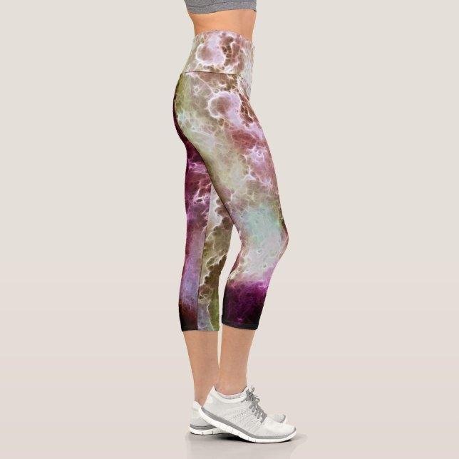 Raspberry Fractal Stormy Clouds Capri Leggings (Right)