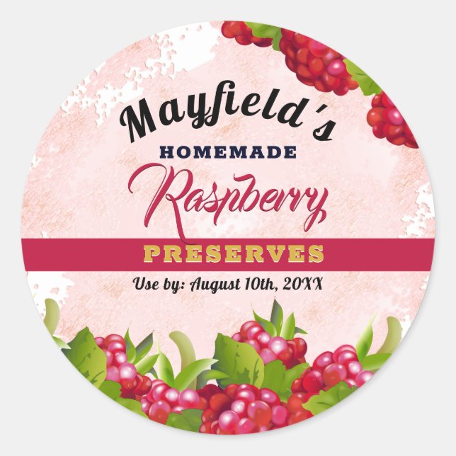 Raspberry Fruit Canning | Jam Jar Label (Front)