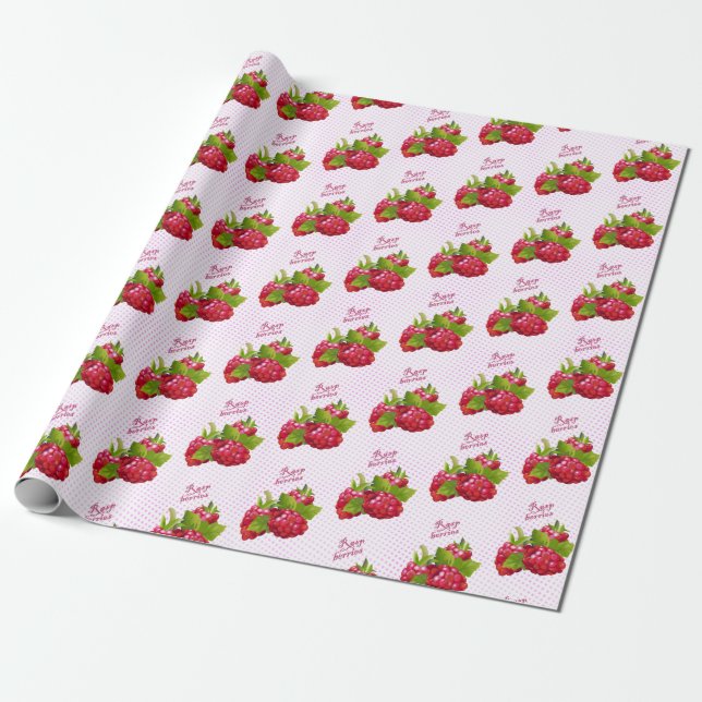 Raspberry Fruit Canning Wrapping Paper (Unrolled)
