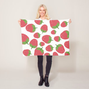 Raspberry Fruit Design Fleece Blanket