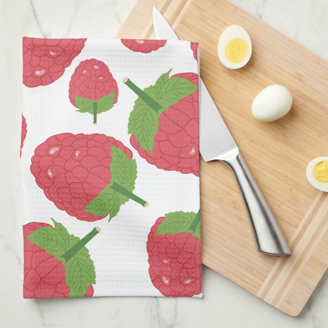 Raspberry Fruit Design Tea Towel (Quarter Fold)