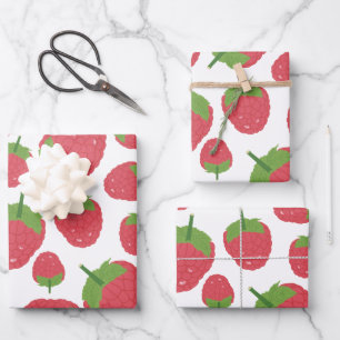 Raspberry Fruit Design Wrapping Paper Sheet