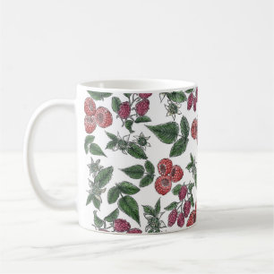 Raspberry Fruit Leaves Illustration Pattern Coffee Mug