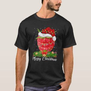 Raspberry Fruit Lover Matching Santa Hat Raspberry T-Shirt