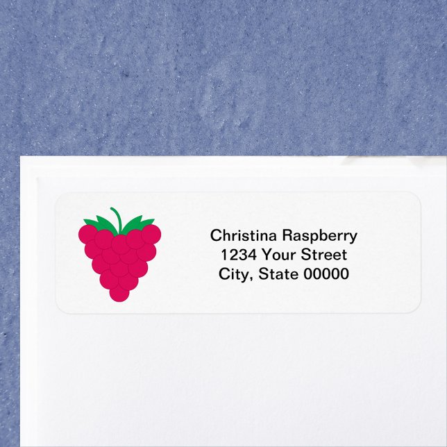 Raspberry Fruit Pink Personalise Return Address Label (A return address label with a raspberry and text you can personalize!)