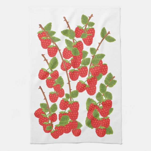 Raspberry fruit tea towel (Vertical)