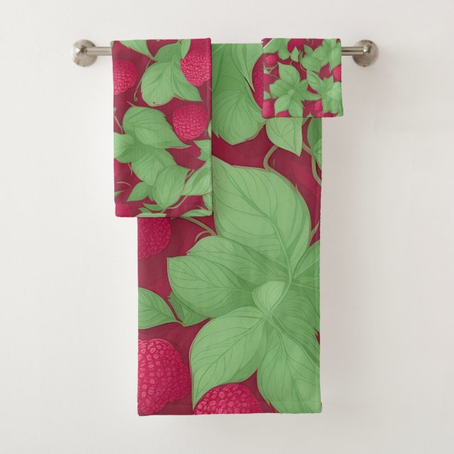 Raspberry Geometric Colourful Personalised Pattern Bath Towel Set (Insitu)