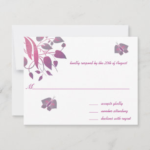 Raspberry Gerbers on Lime Wedding RSVP Card