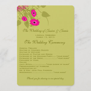 Raspberry Gerbers Wedding Program
