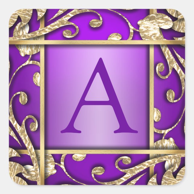 Raspberry Gold Lattice Monogram Envelope Seal (Front)