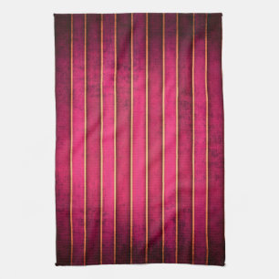 Raspberry Gold Stripe Modern Kitchen Dish Towel
