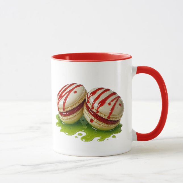 Raspberry gourmet macaroons mug (Right)