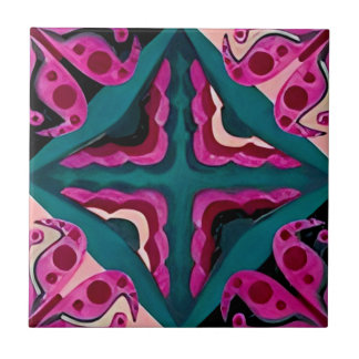 raspberry harmonious floral pattern tiles