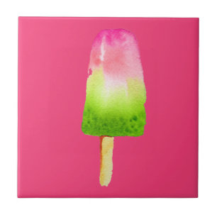 Raspberry ice-block pop art popsicle Summer Ceramic Tile