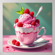 Raspberry Ice Cream in a Pink Coffee Cup