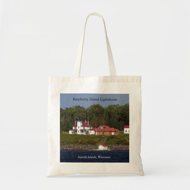 Raspberry Island Lighthouse 2 building tote bag (Front)