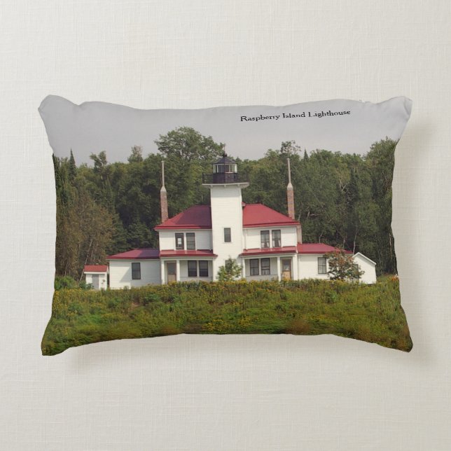 Raspberry Island Lighthouse double sided Decorative Cushion (Front)
