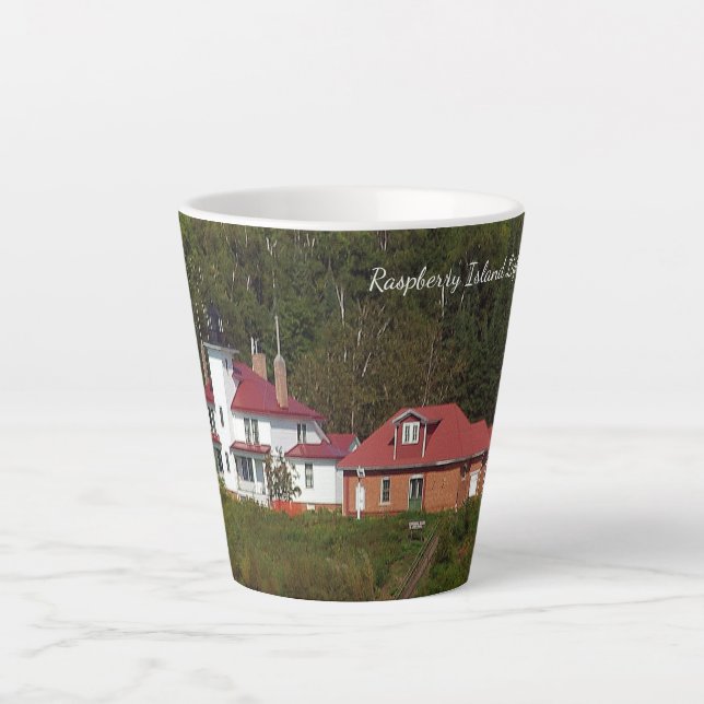 Raspberry Island Lighthouse latte mug (Front)