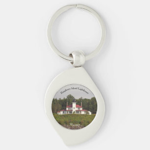 Raspberry Island Lighthouse metal key chain