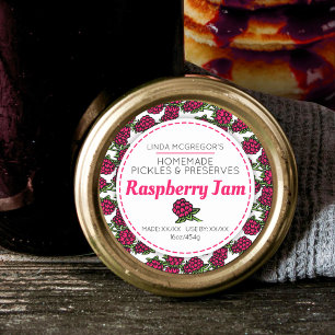 Raspberry jam cute drawing red round food label