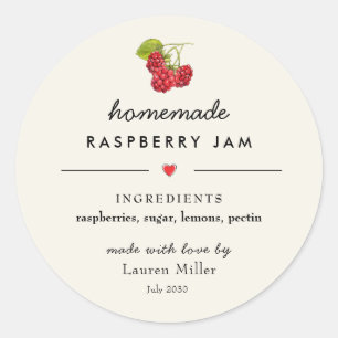 Raspberry Jam Jar Homemade Modern Classic Round Sticker