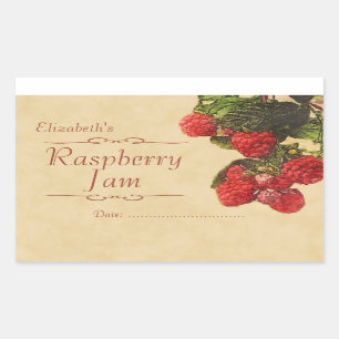 Raspberry jam or canning rectangular sticker