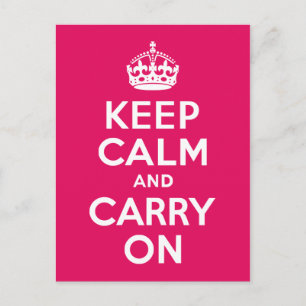 Raspberry Keep Calm and Carry On Postcard