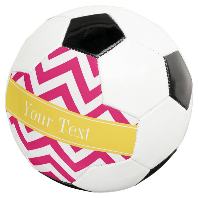 Raspberry Lg Chevron Pineapple Name Monogram Soccer Ball (Three Quarter)